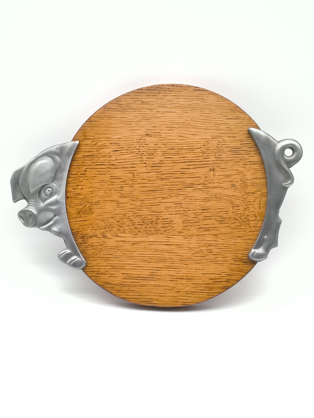 Pig Charcuterie Serving Board/Trivet - Solid Oak & CEF France Metal Handles